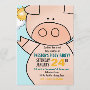 Invitación a la fiesta de cumpleaños de Little Pig