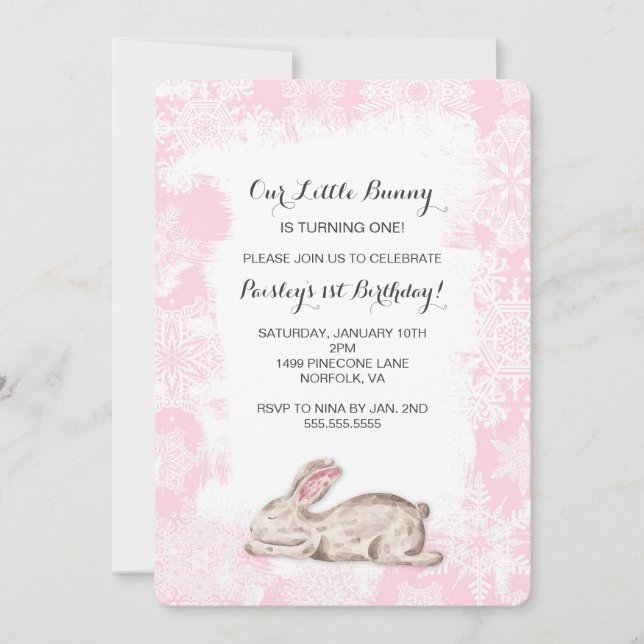 Invitación a la fiesta de cumpleaños de Little Sno (Anverso)