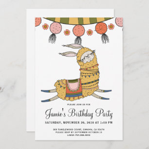 Invitación a la fiesta de cumpleaños de Llama