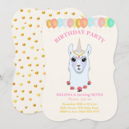 Invitación a la fiesta de cumpleaños de Llama-corn
