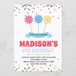 Invitación a la fiesta de cumpleaños de lollipop