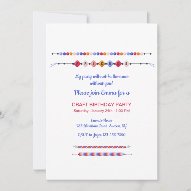 Invitación a la fiesta de cumpleaños de los amigos (Anverso)