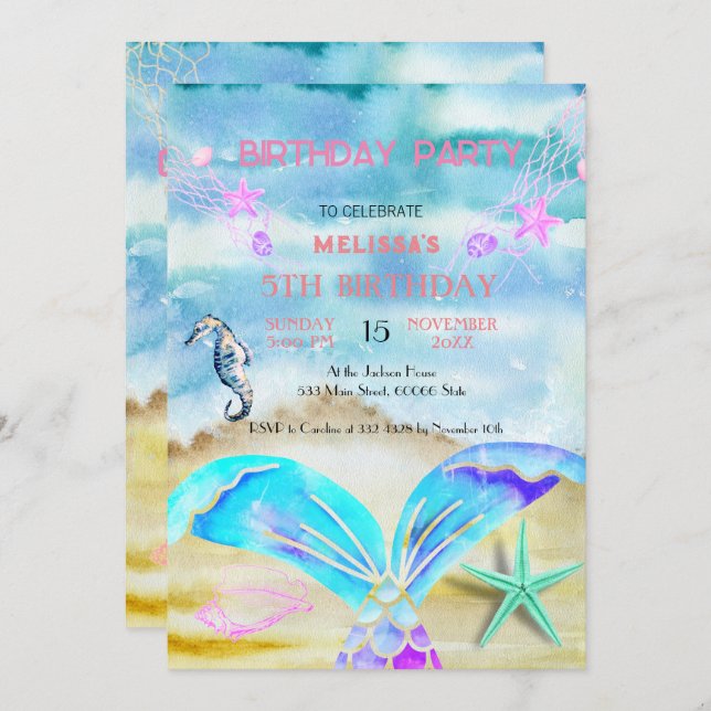 Invitación a la fiesta de cumpleaños de los animal (Anverso / Reverso)