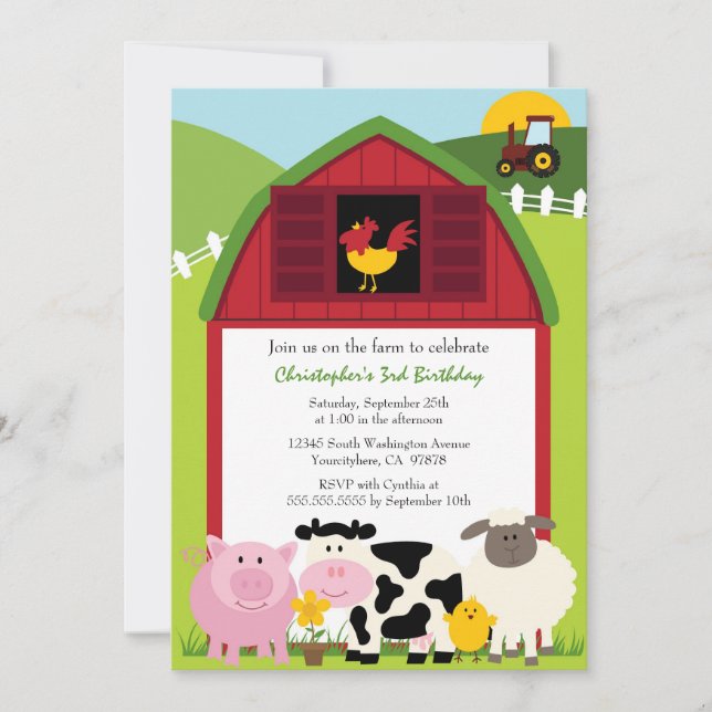 Invitación a la fiesta de cumpleaños de los animal (Anverso)