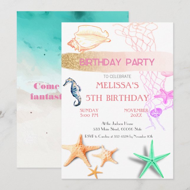 Invitación a la fiesta de cumpleaños de los animal (Anverso / Reverso)