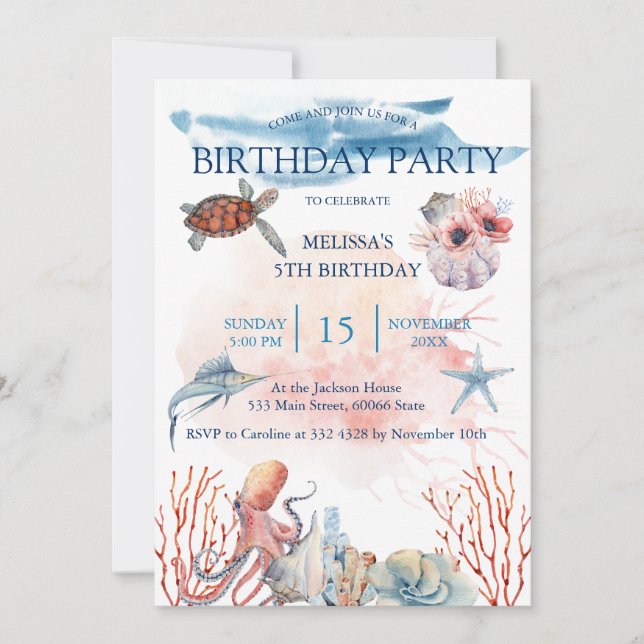 Invitación a la fiesta de cumpleaños de los animal (Anverso)