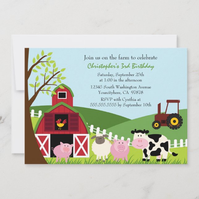 Invitación a la fiesta de cumpleaños de los animal (Anverso)