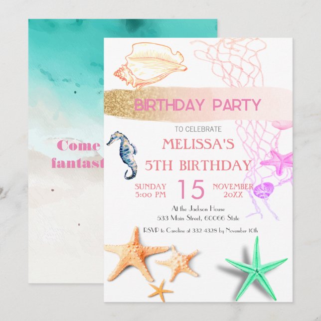 Invitación a la fiesta de cumpleaños de los animal (Anverso / Reverso)