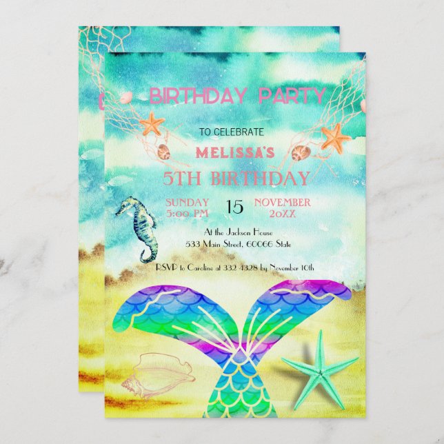 Invitación a la fiesta de cumpleaños de los animal (Anverso / Reverso)