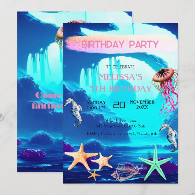 Invitación a la fiesta de cumpleaños de los animal (Anverso / Reverso)