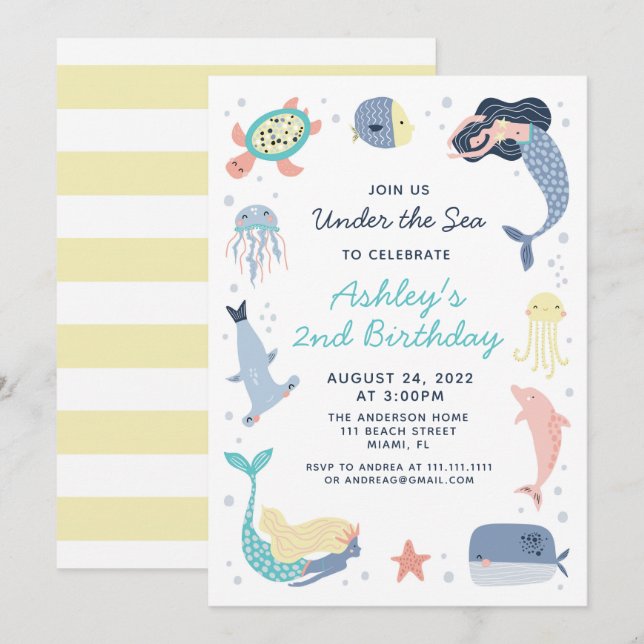 Invitación a la fiesta de cumpleaños de los animal (Anverso / Reverso)