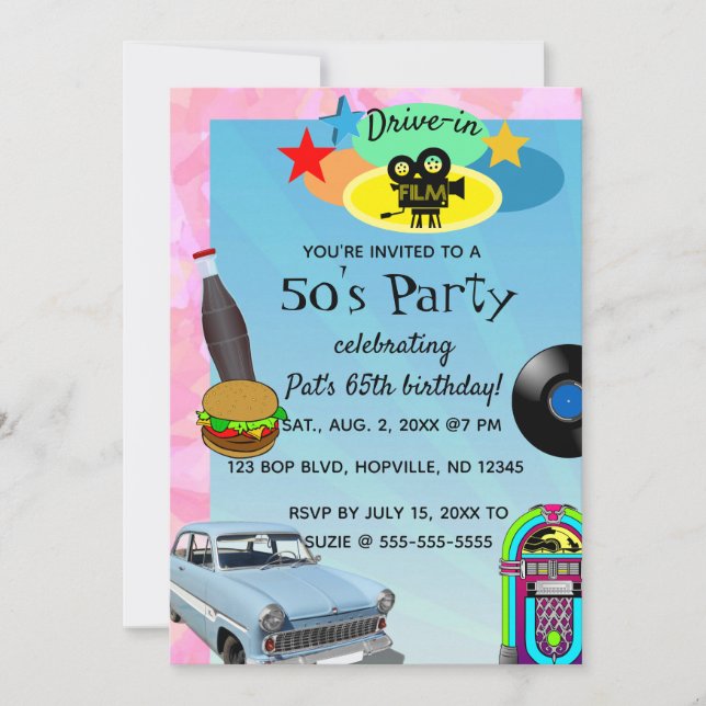 Invitación a la fiesta de cumpleaños de los años 5 (Anverso)