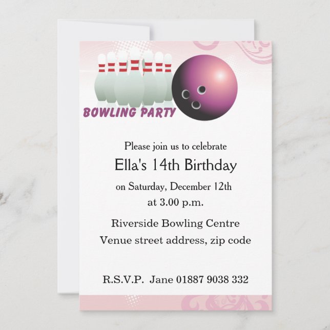 Invitación a la fiesta de cumpleaños de los bolos  (Anverso)