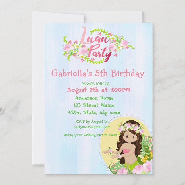 Invitación a la fiesta de cumpleaños de los Chicas (Anverso)