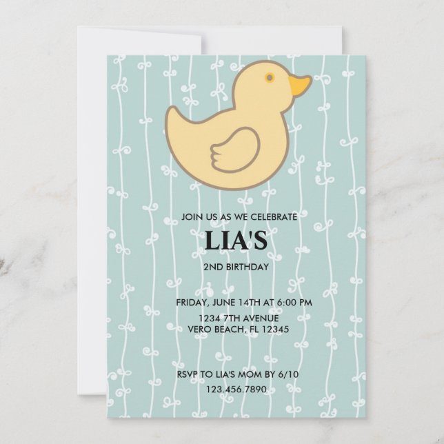 Invitación a la fiesta de cumpleaños de los chicas (Anverso)
