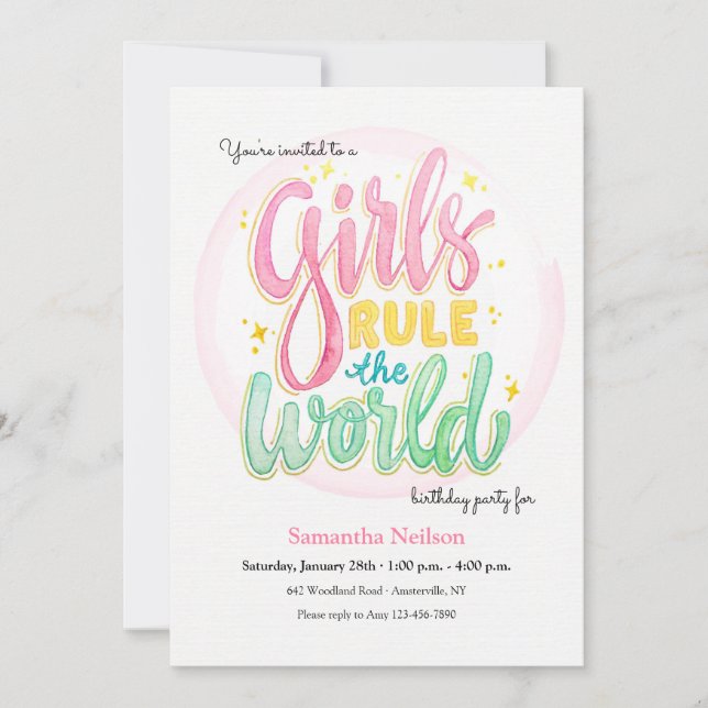 Invitación a la fiesta de cumpleaños de los chicas (Anverso)
