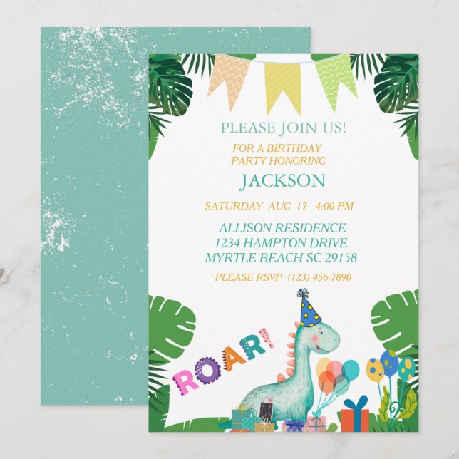 Invitación a la fiesta de cumpleaños de los chicos (Anverso / Reverso)