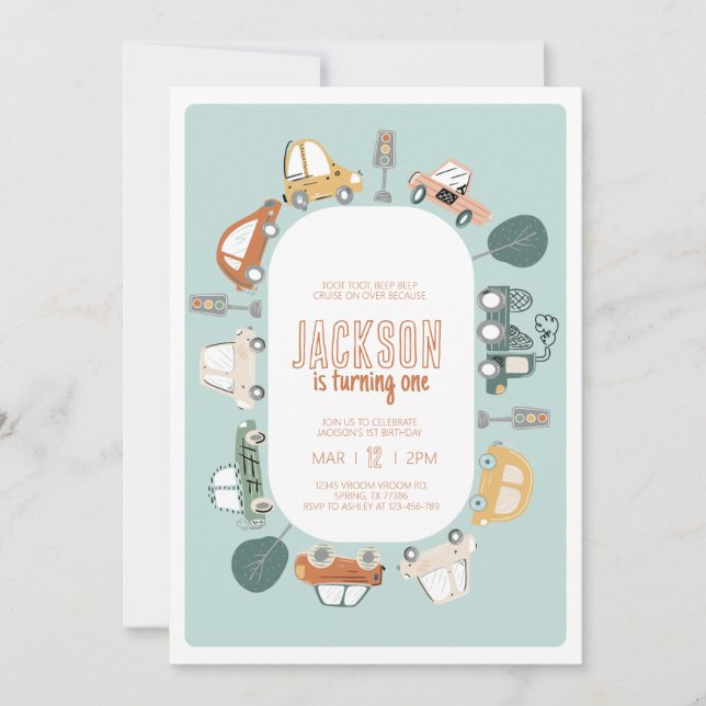 Invitación a la fiesta de cumpleaños de los coches (Anverso)