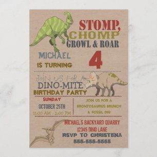 Invitación a la fiesta de cumpleaños de los dinosa