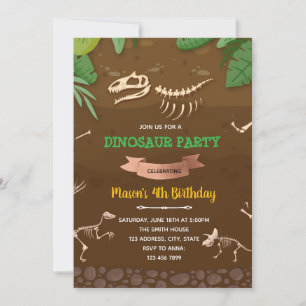 Invitación a la fiesta de cumpleaños de los dinosa