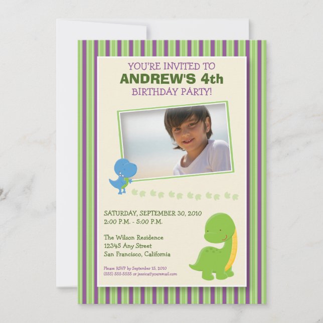Invitación a la fiesta de cumpleaños de los dinosa (Anverso)