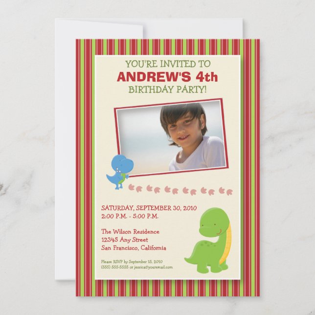 Invitación a la fiesta de cumpleaños de los dinosa (Anverso)