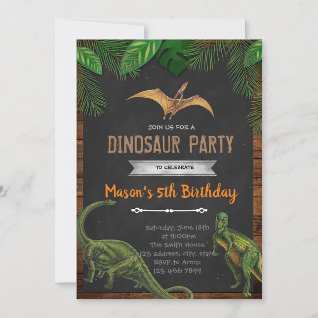 Invitación a la fiesta de cumpleaños de los dinosa (Anverso)