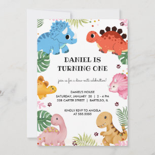 Invitación a la fiesta de cumpleaños de los dinosa