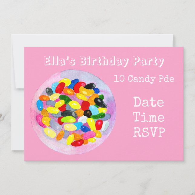 invitación a la fiesta de cumpleaños de los dulces (Anverso)