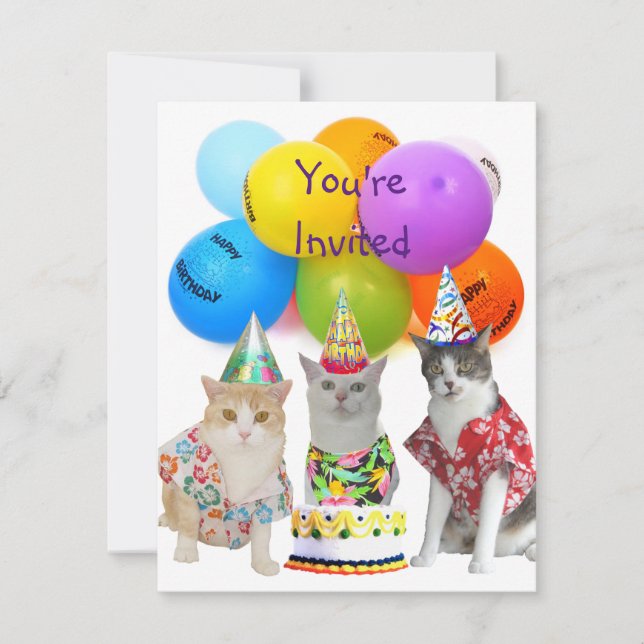 Invitación a la fiesta de cumpleaños de los gatos  (Anverso)