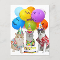 Invitación a la fiesta de cumpleaños de los gatos