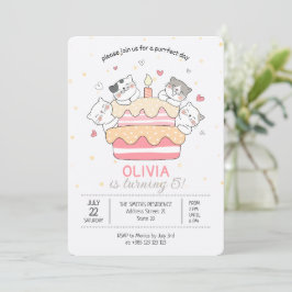 Invitación A La Fiesta De Cumpleaños De Los Gatos 