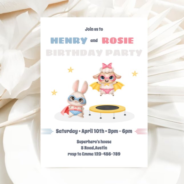 Invitación a la fiesta de cumpleaños de los gemelo (Subido por el creador)