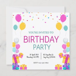 Invitación a la fiesta de cumpleaños de los globos