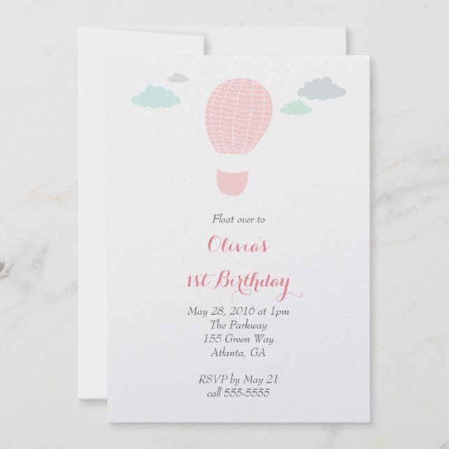 Invitación a la fiesta de cumpleaños de los globos (Anverso)