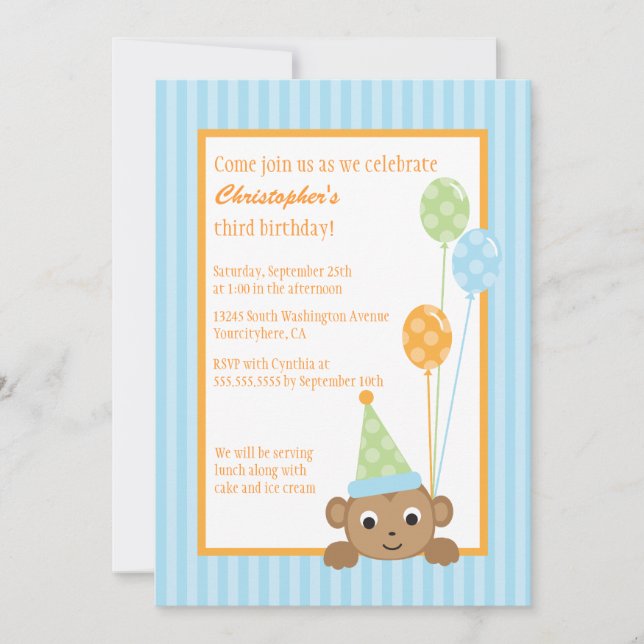 Invitación a la fiesta de cumpleaños de los globos (Anverso)