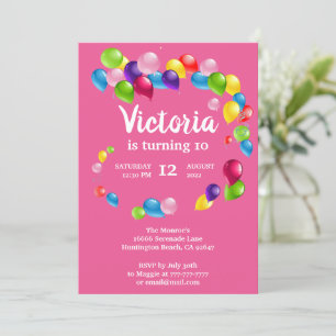 Invitación a la fiesta de cumpleaños de los globos