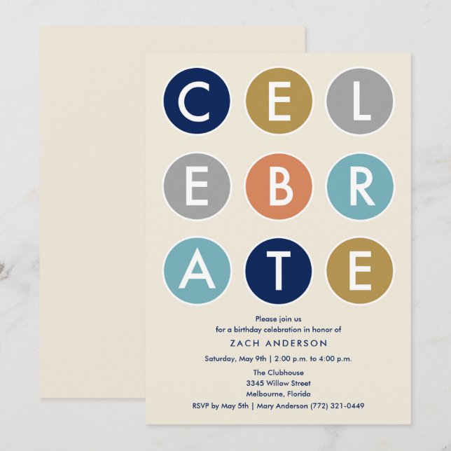 Invitación a la fiesta de cumpleaños de los hombre (Anverso / Reverso)