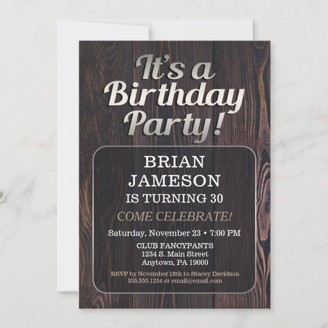 Invitación A La Fiesta De Cumpleaños De Los Hombre (Anverso)