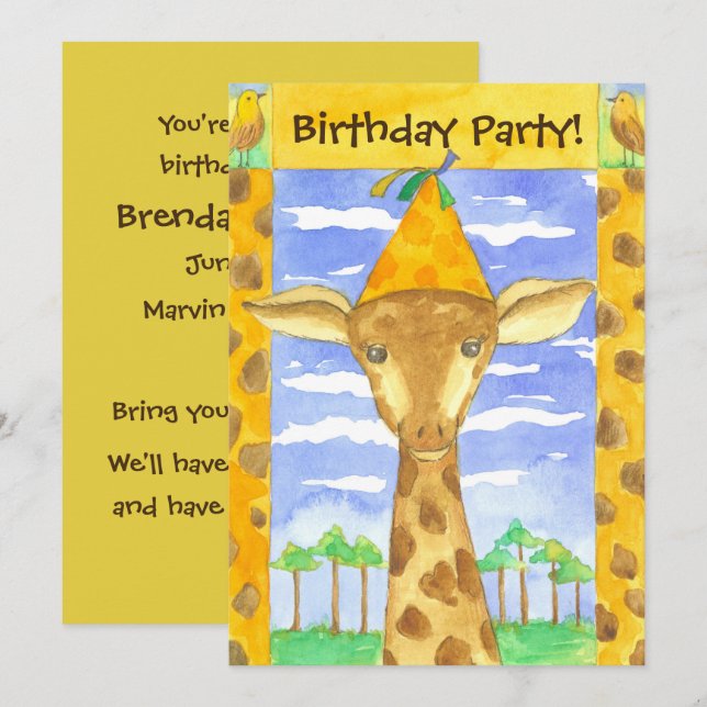 Invitación a la fiesta de cumpleaños de los niños  (Anverso / Reverso)