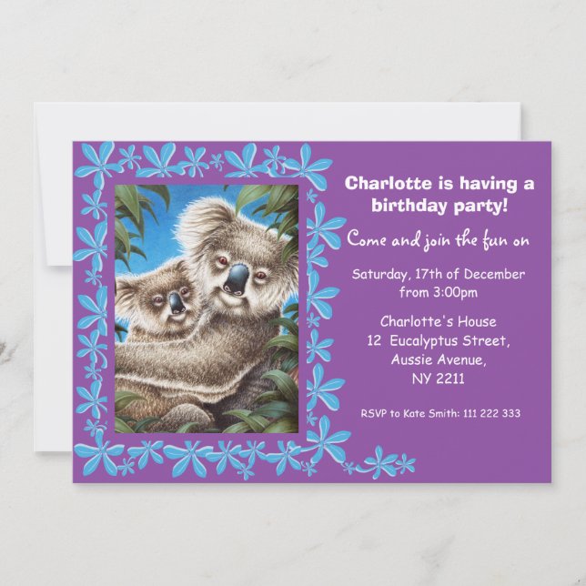 Invitación a la fiesta de cumpleaños de los niños  (Anverso)