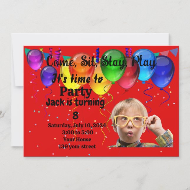 Invitación a la fiesta de cumpleaños de los niños (Anverso)