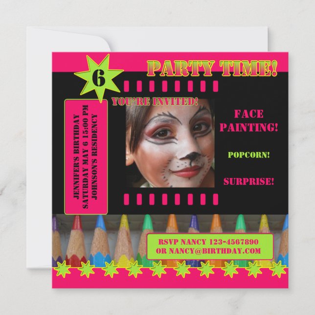 Invitación a la fiesta de cumpleaños de los niños  (Anverso)