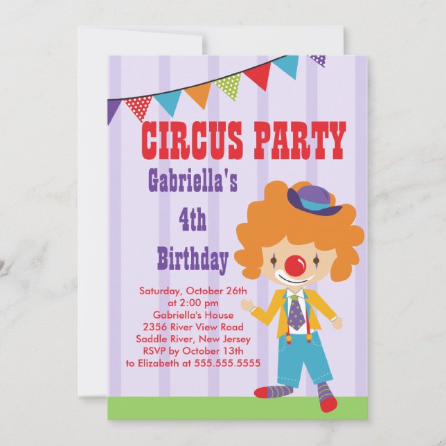 Invitación a la fiesta de cumpleaños de los niños  (Anverso)