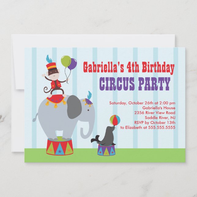 Invitación a la fiesta de cumpleaños de los niños  (Anverso)