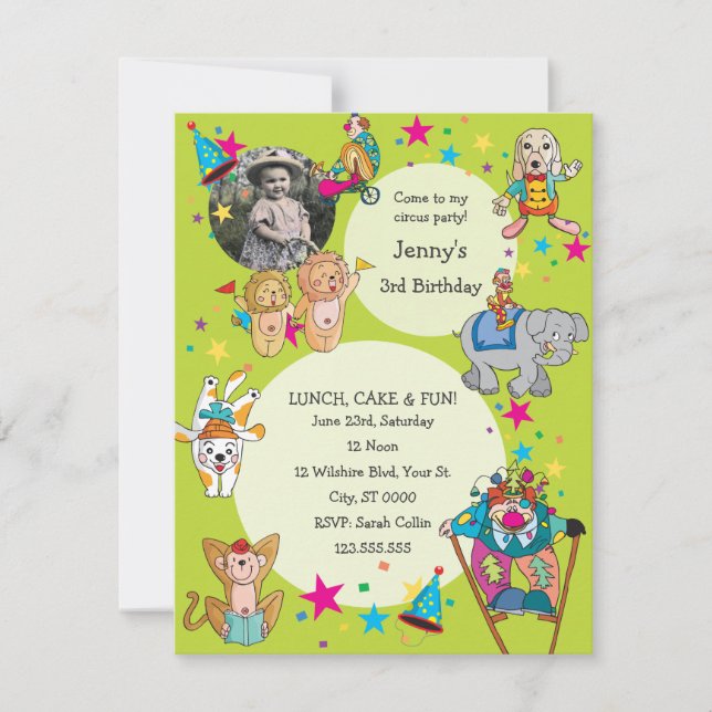 Invitación a la fiesta de cumpleaños de los niños  (Anverso)