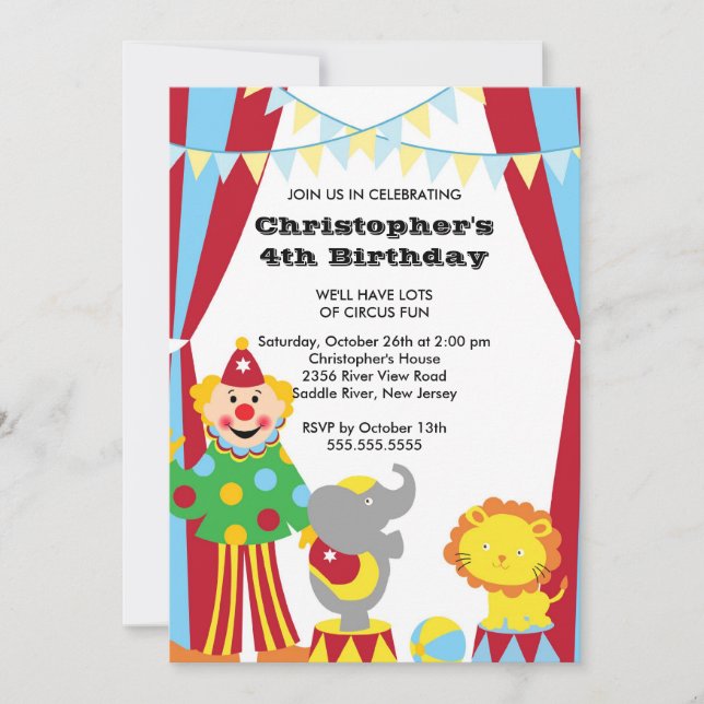 Invitación a la fiesta de cumpleaños de los niños  (Anverso)