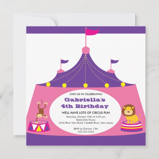 Invitación a la fiesta de cumpleaños de los niños  (Anverso)