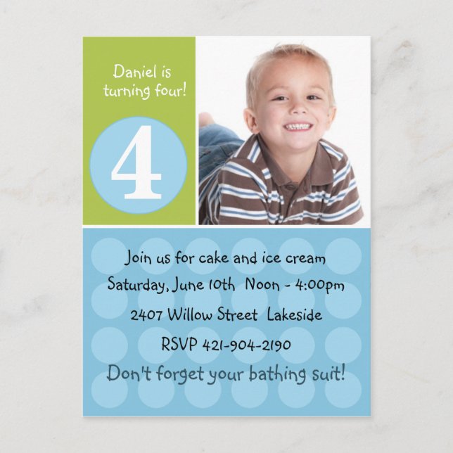 Invitación a la fiesta de cumpleaños de los niños (Anverso)