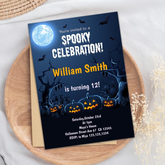 Invitación a la fiesta de cumpleaños de los niños  (Pumpkins Halloween Birthday Invitations)